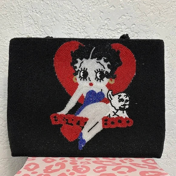Betty Boop Black Clutch with Red Heart Design - Picture 5 of 10